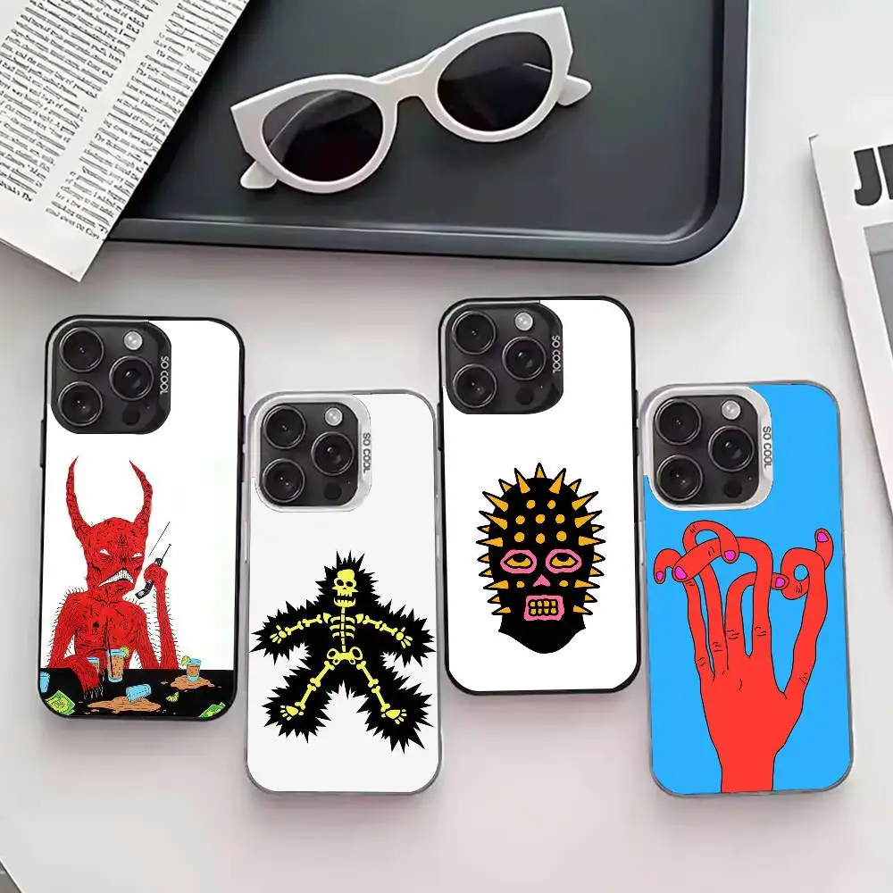 

P-Polly Nor Art Phone Case For iPhone 17,16,15,14,13,12,11 Plus,Pro Max,XS,Colored silver phone case