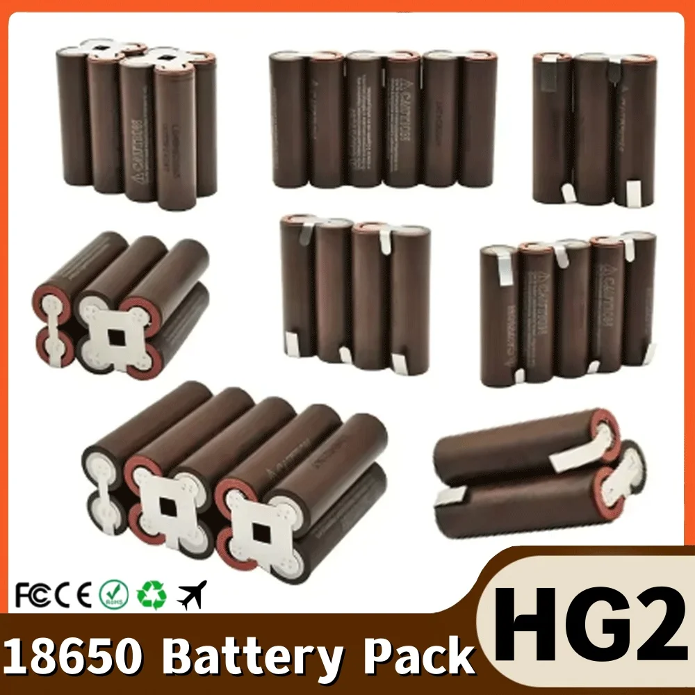 

3500mAh-7000mAh HG2 18650 battery pack 20amps 7.4V 12.6V 14.8V 18V 25.2V 29.6V for Screwdriver Battery Welding Battery Pack