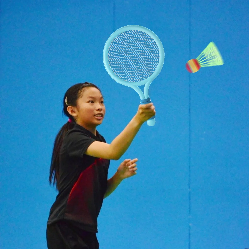 1 مجموعة الأطفال مضرب تنس الريشة مجموعة واقعية محاكاة الأخدود الملمس عدم الانزلاق قبضة لمتعة اللياقة البدنية في الهواء الطلق #4