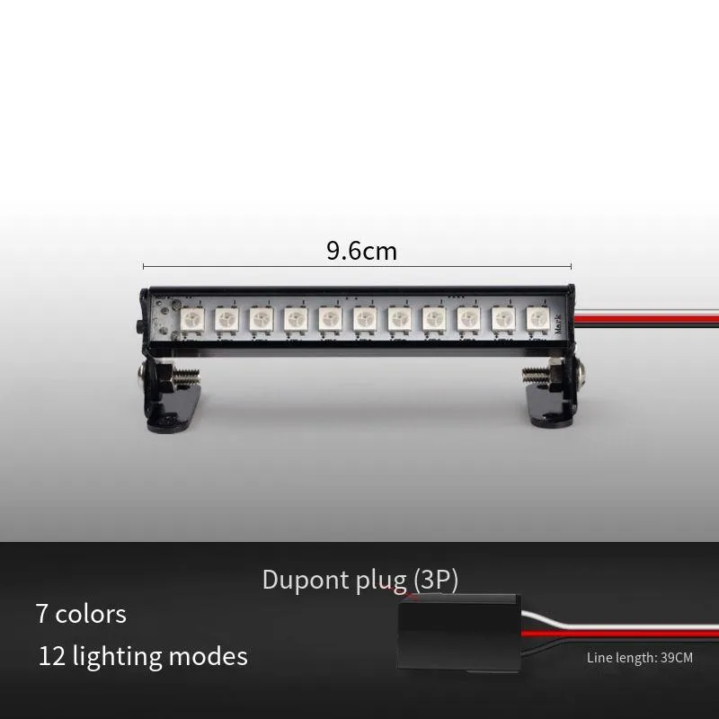 

Rc Car Roof Lamp 7 Colors And 12 Modes Led Light Bar For 1/10 Rc Crawler Traxxas Trx4 Axial Scx10 90046 Rgt Wrangler D90 Rubicon