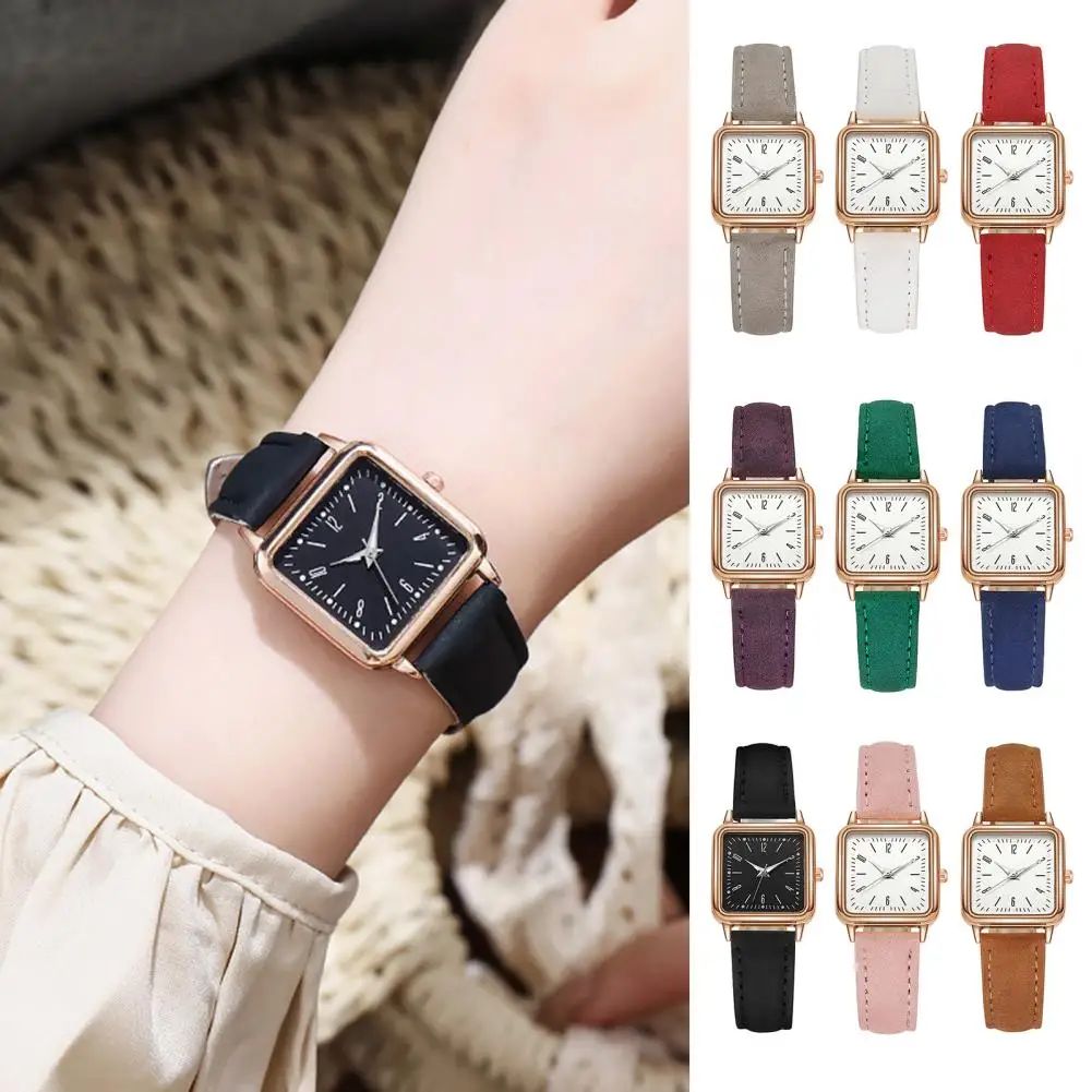 Women Watches Fashion Square Arabic Dial Quartz Watch Casual Leather Strap Ladies Wristwatches Clock Gift Reloj Mujer