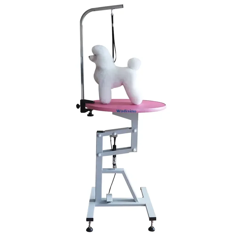 Dog Grooming Table for Electrical Lifting Round Tabletop with Iron Display Rack Charge-Powered Customized Eco-Friendly Pet