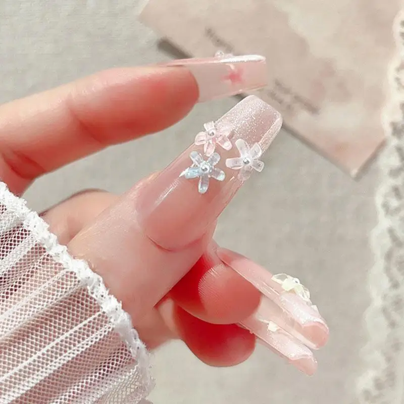 50 pezzi di fiori per nail art, ciondoli per unghie in resina, decorazione, decalcomanie di fiori di gelatina 3D, accessori per manicure estivi, fornitura per salone fai da te