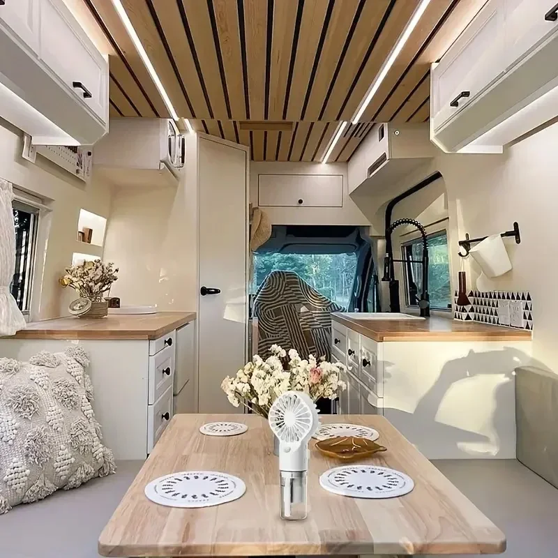 พัดลมไอน้ํามือถือแบบชาร์จไฟแบบพกพา - พัดลมไอน้ําหน้าขนาดเล็กแบบชาร์จไฟ USB ที่ใช้แบตเตอรี่สําหรับการเดินทางและการใช้งานกลางแจ้ง