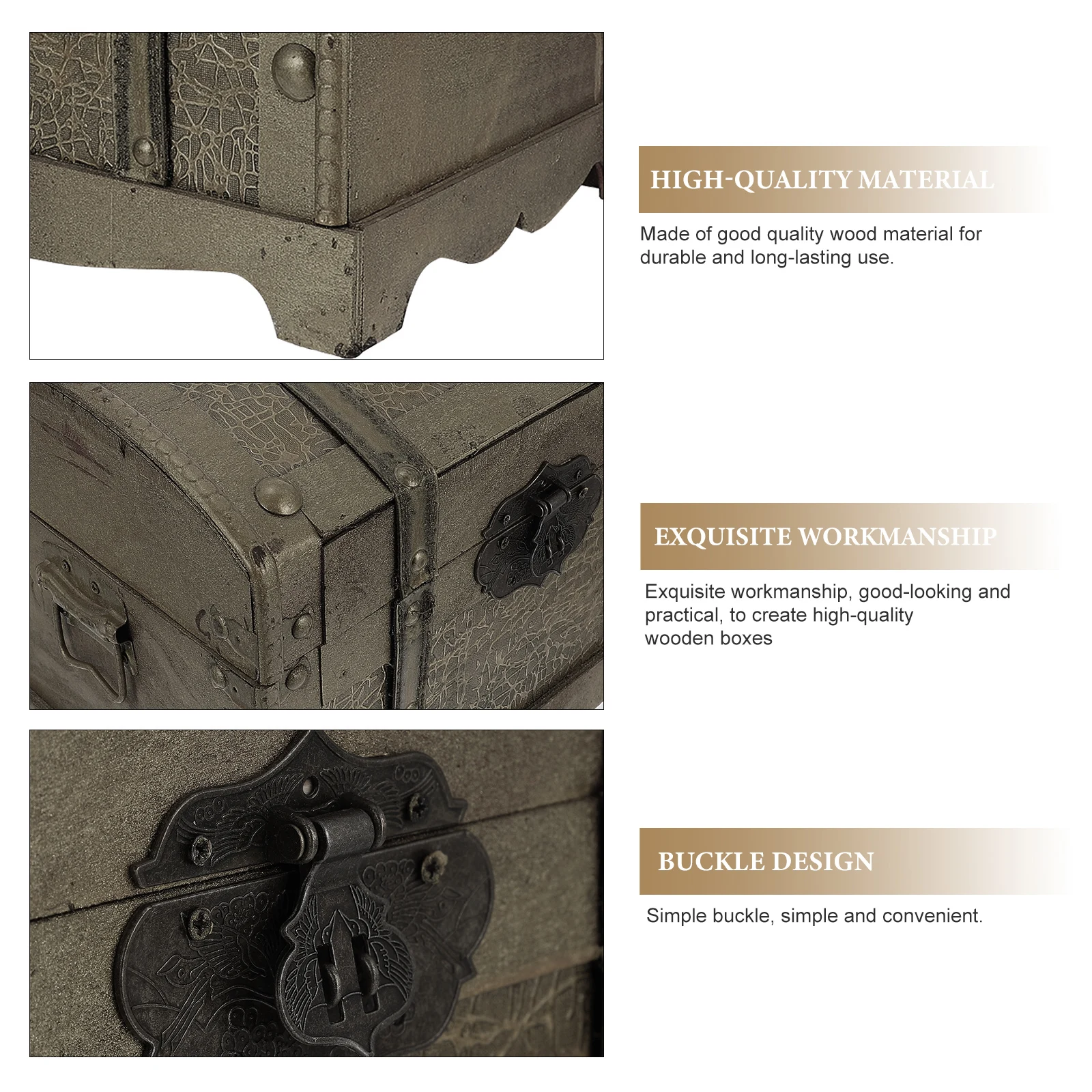 Vintage Wooden Pirate Treasure Chest Storage Box with Lock Retro Jewelry Trinket Storage Collectibles Organizer Home Decor Gift view 5