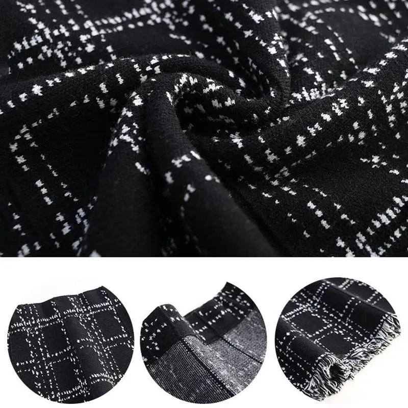 Gonne a trapezio lavorate a maglia autunno inverno Gonna da donna di media lunghezza con nappa scozzese Moda coreana Gonne femminili