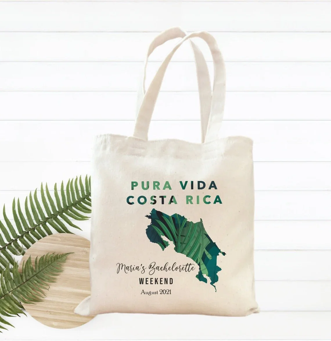 Costa Rica Destination Bachelorette Party Treat Bag, Custom Bag, Wedding Part Favor, Pura Vida Costa Rica Map Tote, Mini Tote