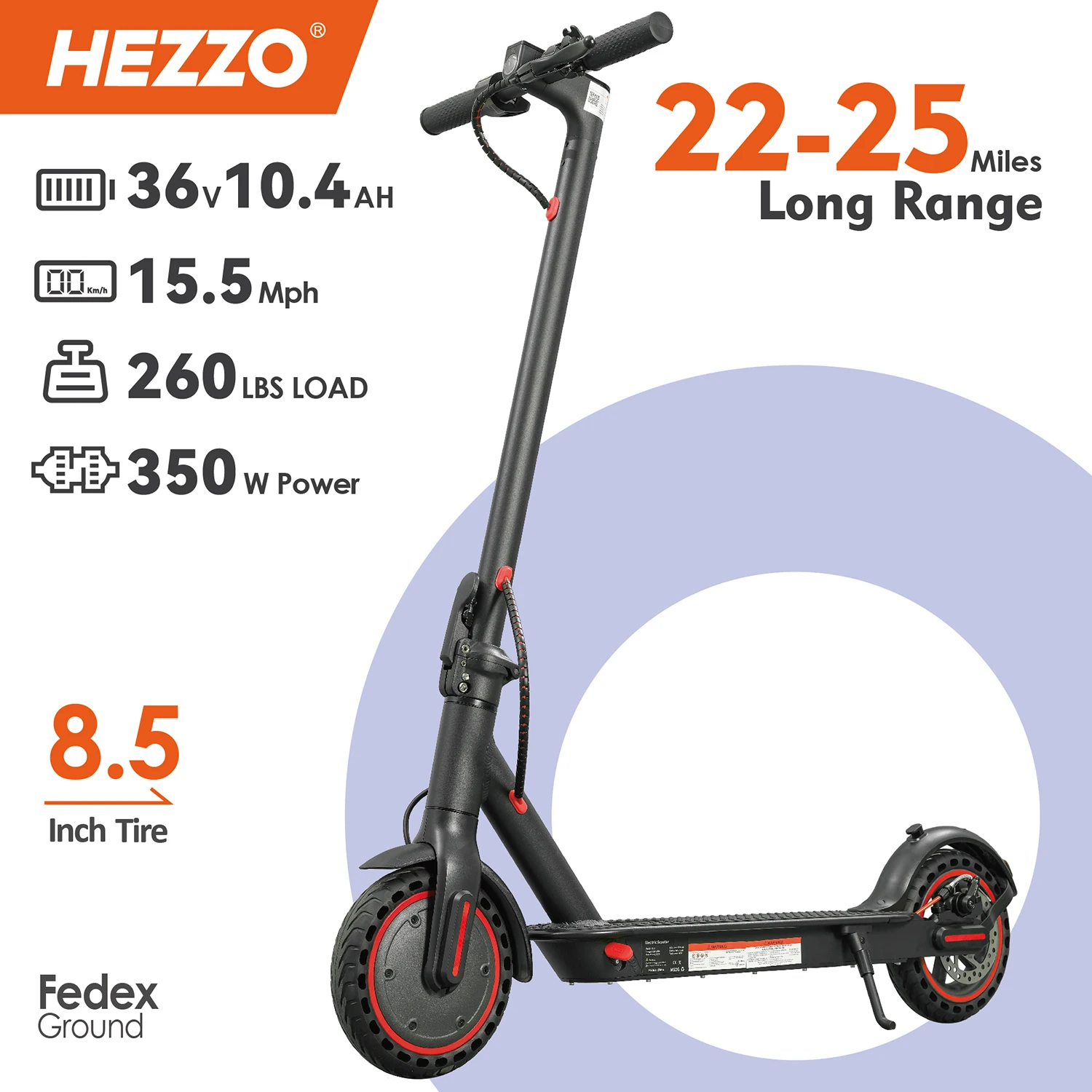

HEZZO Adult Electric Scooter 350W 8.5 lnch tires Foldable Escooter 22 Mph Long Range 18mph Max Speed Smart APP Electric Scooters