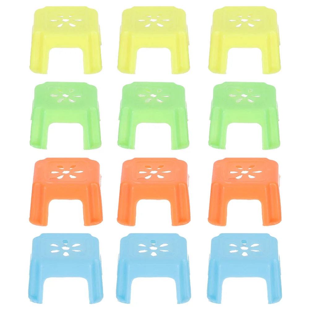12 Pcs Stool Model Plastic Miniature Figure Chair Dolls Furniture House Stools