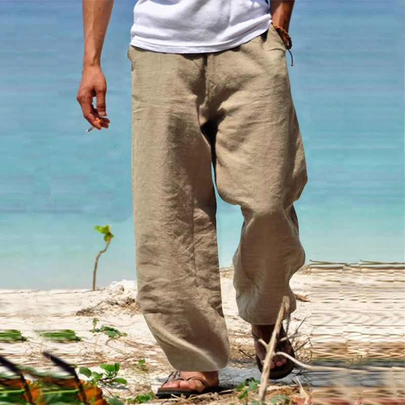 Pantalones de chándal de algodón Hawaiano para hombre, pantalones cómodos sueltos, pantalones deportivos finos y transpirables para correr en la playa, primavera y verano, 24