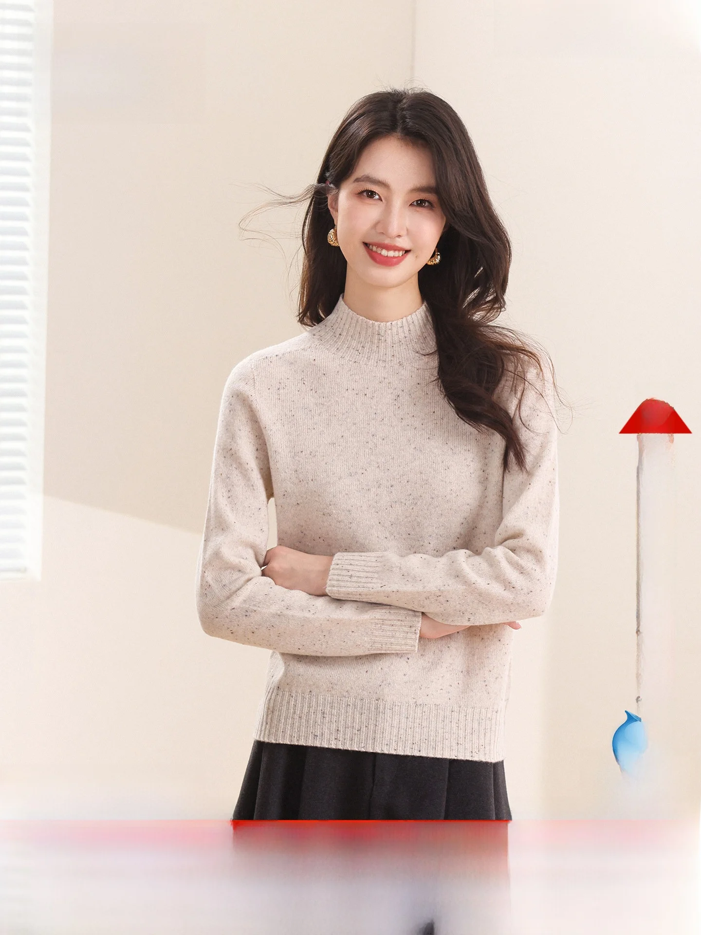 

SNOW FLNG Women's Comfortable Woolen Sweater f High Collar Casual Sle Soft Warm Long Sve Autumn Winter Faion