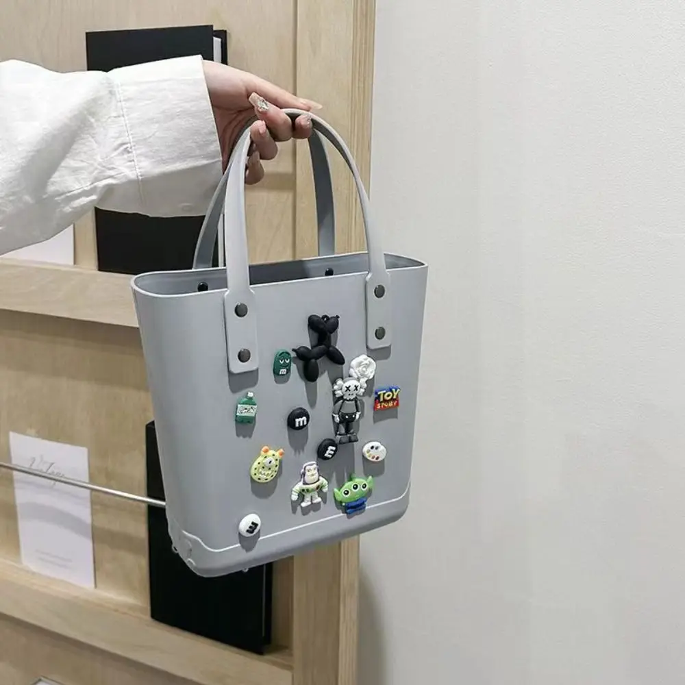 Borsa impermeabile alla moda con fori borsa da spiaggia per donna carina fai da te in PVC borsa portatile per cartoni animati Shopping