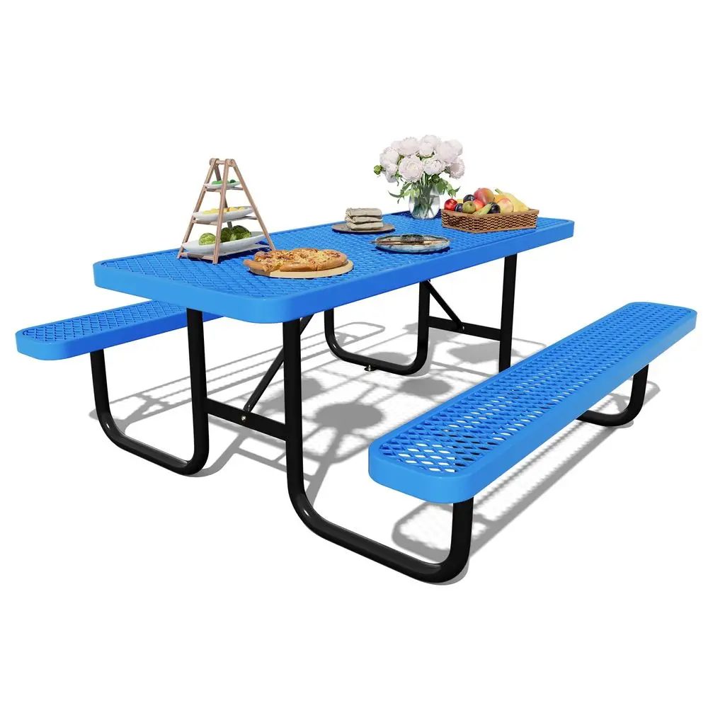 

Tables for Outdoors,Commercial Metal Picnic Table Bench Set with Umbrella Hole,School Canteen Tables W Seats Heavy Duty Sturdy
