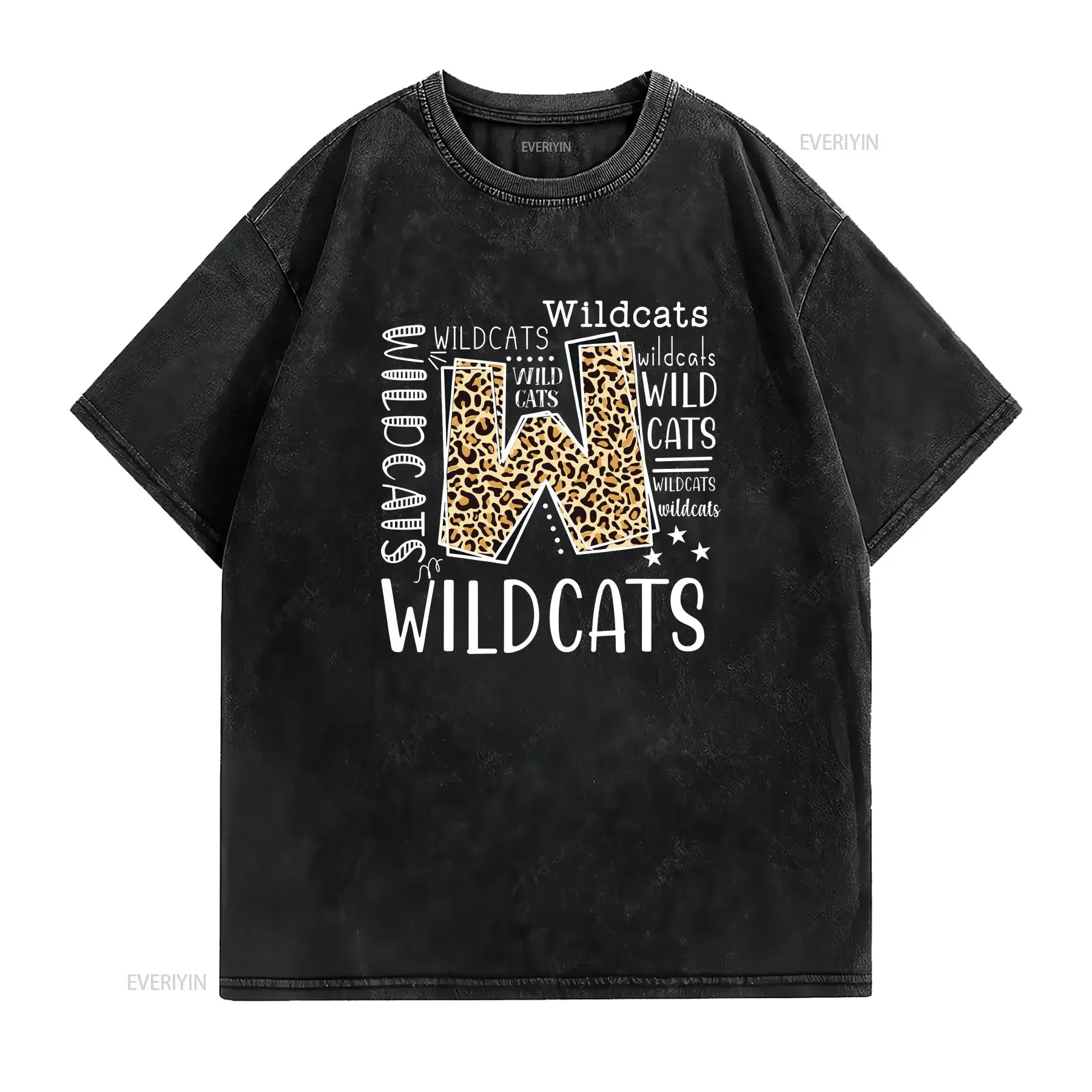 Wildcats Funny Wildcat Lover For T Shirt vintage Washed Comfortable Versatile graphic Top For Everyday Wear Casual Soft Unisex