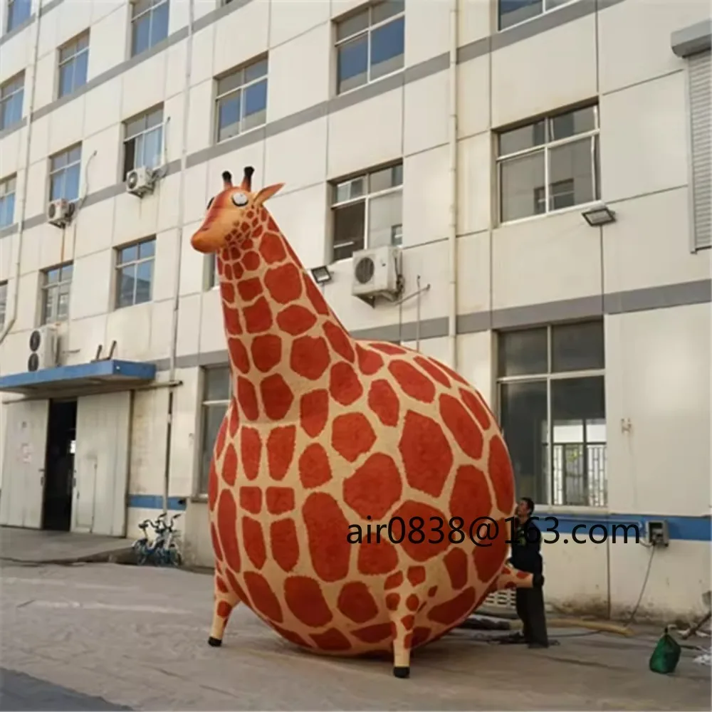 Outdoor gigantische opblaasbare giraffe jungle thema vet reclame kleurrijke diermodel dierentuin decoratie voor promoties en evenementen