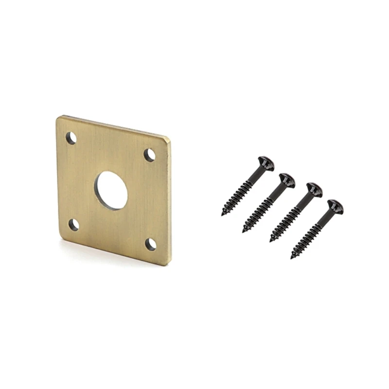 Electric Guitar Flat Bottom Metal Plate Replacement Square Jackplate with Mounting Screws for Guitar Bass Ukulele