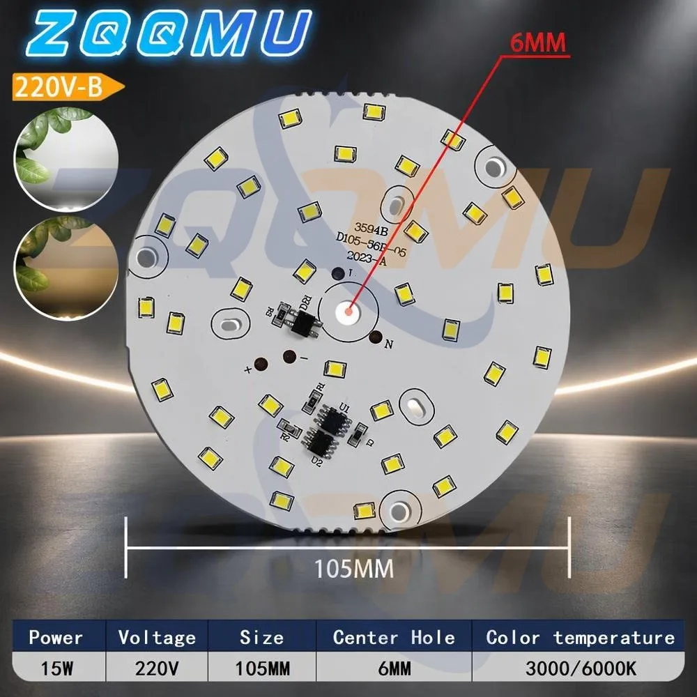2PCS LED Chip AC 220V Driverless 18W 15W 12W 9W 7W 5W 3W Round LED Light Board Suitable For Garage Ceiling Light Replacement