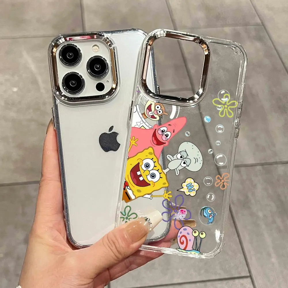 S-SpongeBob Phone Case Phone Case For iPhone 17 Air 16 15 14 Plus 13 12 11 Pro Max 16e Shockproof HD Clear Back Cover