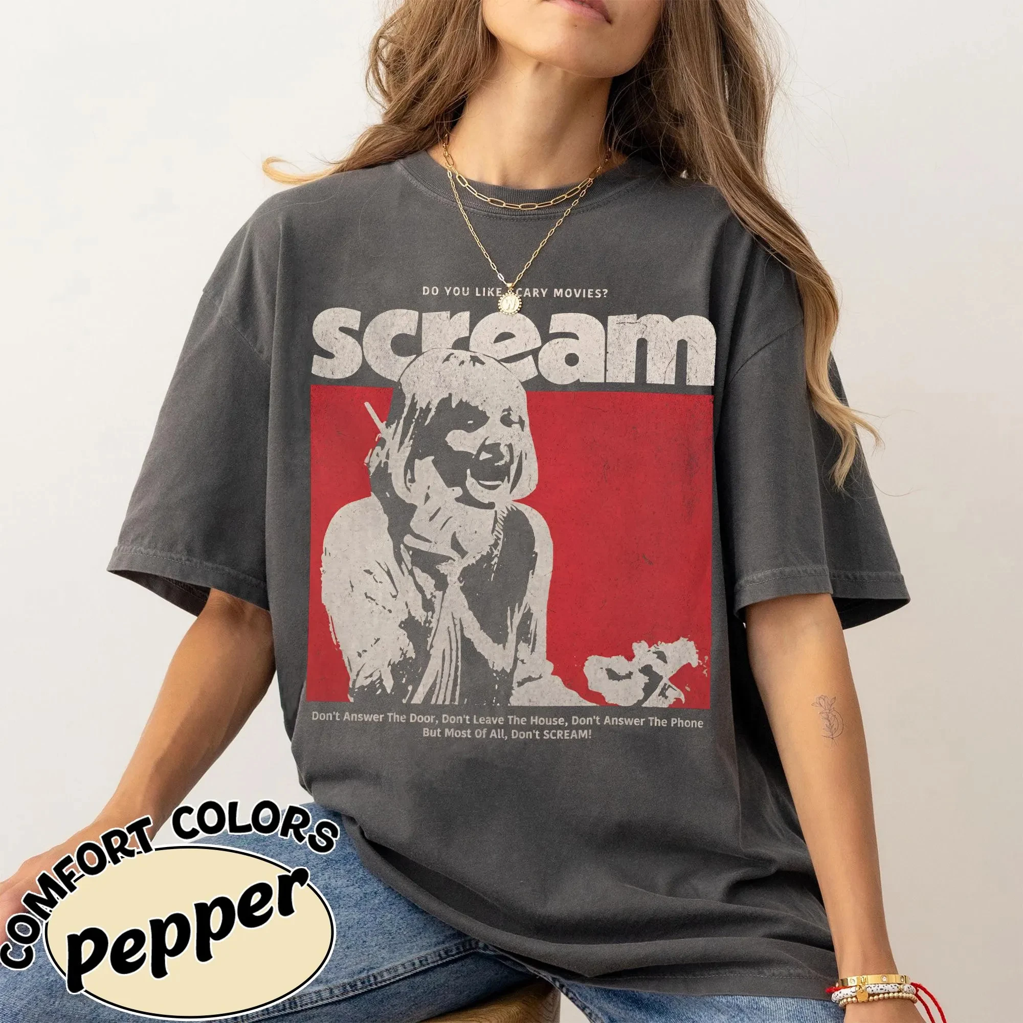 2026 Summer New Style Screaming Movie Retro Pattern High-Quality Comfortable Men's Round-neck Printed T-Shirt