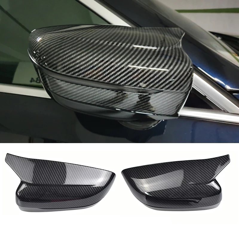 For BMW 5 7 Series G30 G38 G11 G12 Black 1 Pair LHD RHD Carbon Fiber Car Rearview Side Mirror Cap Cover Trim 17-20 Accessories