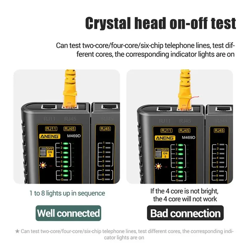4X M469D RJ45 Cable Lan Tester Network Cable Tester RJ11 RJ12 CAT5 UTP LAN Cable Tester Networking Tool A