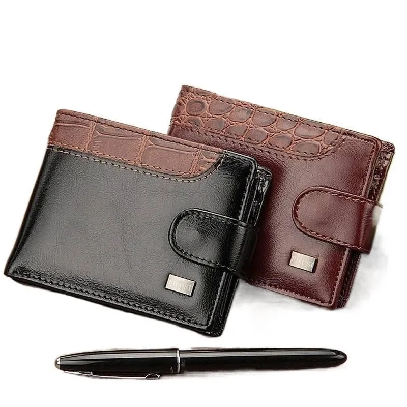 

Men's Trifold Wallet Clutch Money Bag Patchwork Leather Coin Pocket Card Holder Short Male Purse