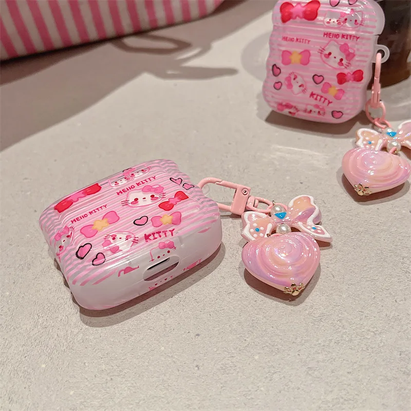 MINISO Hello Kitty Earphone Cover For Apple AirPods 1 2 3 Generation Airpods Pro Wireless Bluetooth Headphone Case With Pendant