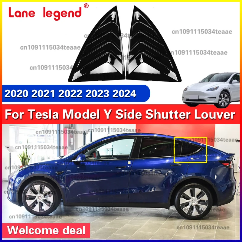 

Car Rear Window Side Vent Shutter Louver Cover Trim Sticker Body Kit Spoiler For Tesla Model Y 2019 2020 2021 2022 2023 2024