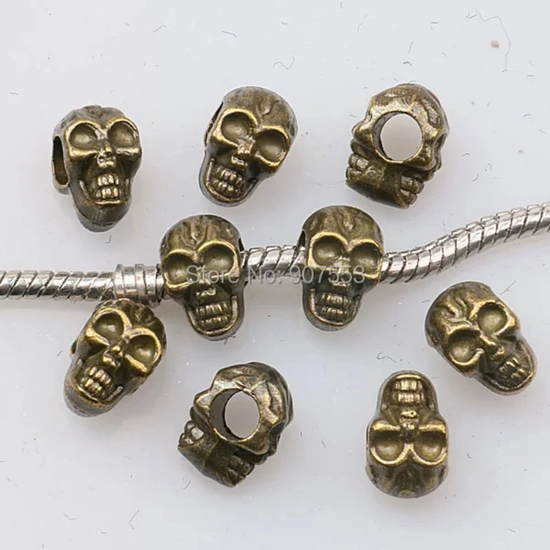 

20pcs Antiqued Bronze Color 2sided Skull Faced Spacer Beads H0801-1 Beads for Jewelry Making