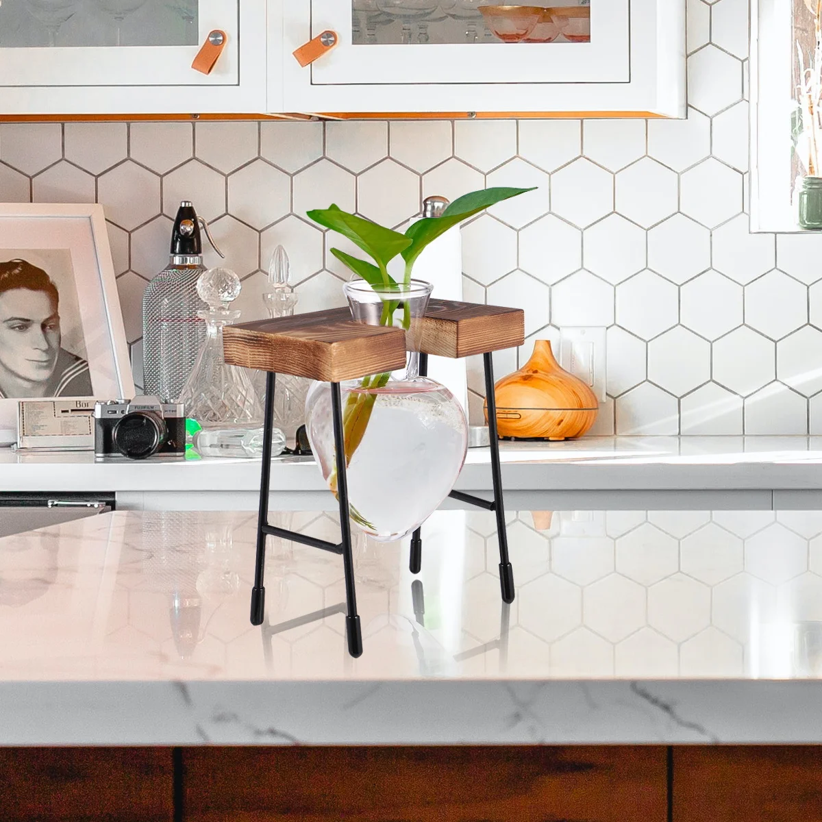 

Light Bulb Hydroponic Vase Green Office Pots for Plants Planter Bamboo Garden Glass Flower