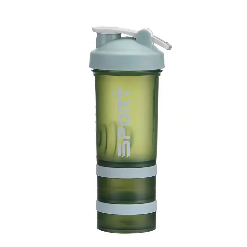 Bouteille d'eau de sport à 3 couches de 500ML, Shaker de protéines, voyage en plein air, Portable, étanche, verres en plastique, ma bouteille de boisson sans BPA