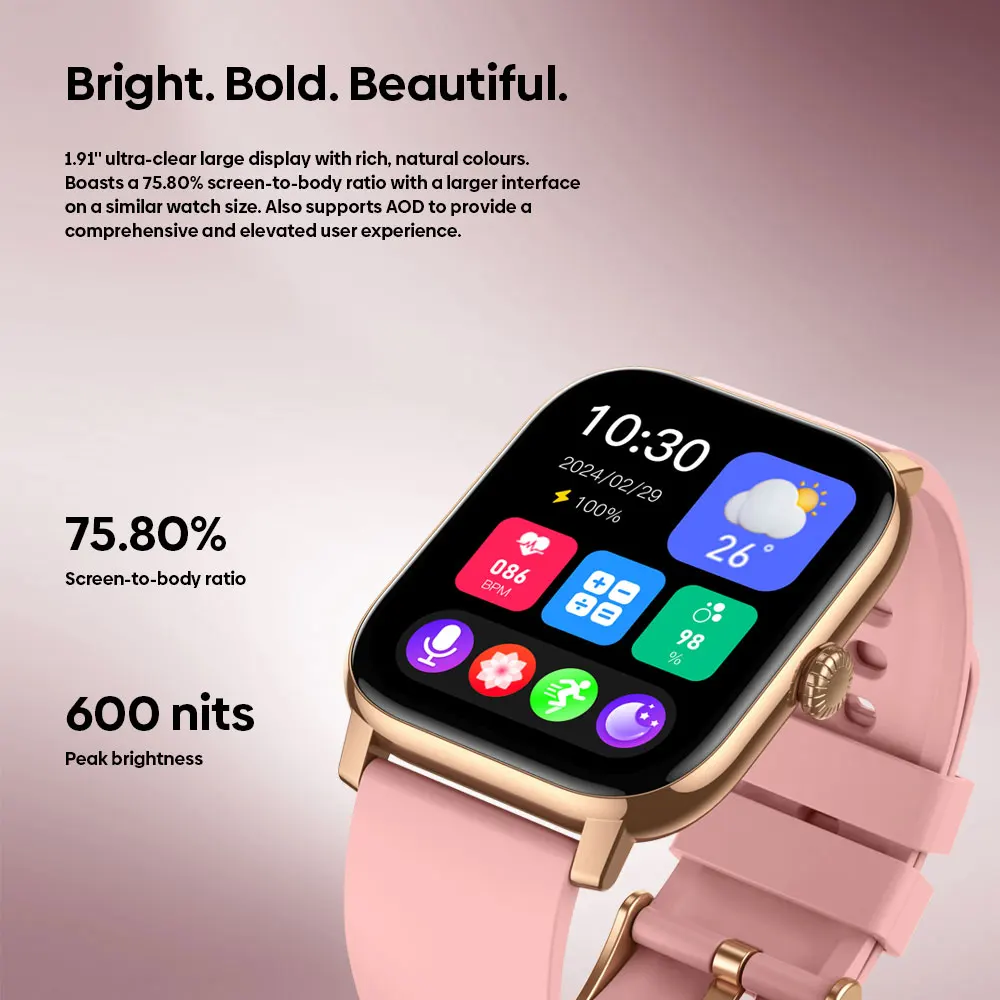 New Zeblaze Btalk Pro Voice Calling Smart Watch 1.91''HD Big Display Screen 300+ Custom Watch Faces Health Tracking Smartwatch