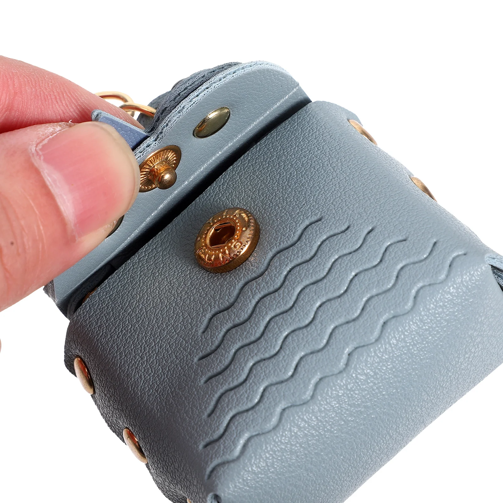 Dompet Koin Mini Owl Lucu Biru PU Gantungan Kunci Kantong Dompet Organizer untuk Wanita Aksesoris Gantungan Tas Ransel Kantong Gantungan Kunci