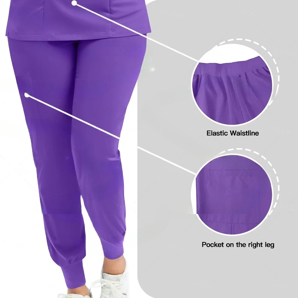 Odzież robocza dla kobiet, uniformy medyczne dla pielęgniarek, zestaw scrubów chirurgicznych, bluzka i spodnie spa, odzież dla personelu kliniki, ubrania dla opiekunów, uniformy pielęgniarskie, dres typu jogger