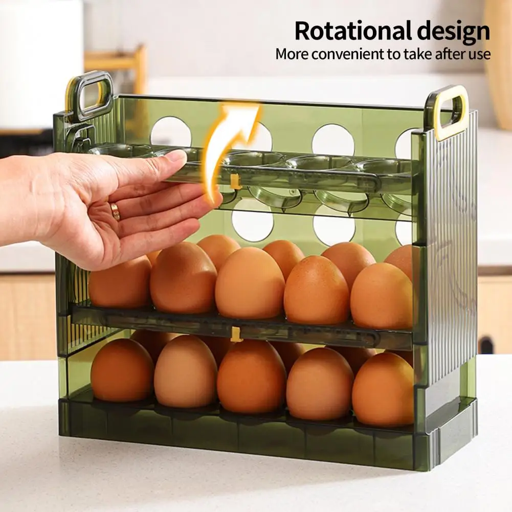 Egg Holder 2/3 Layer Design Rotatable Large Capacity Protective Storage Refrigerator Side Door Egg Storage Box Kitchen Supplies