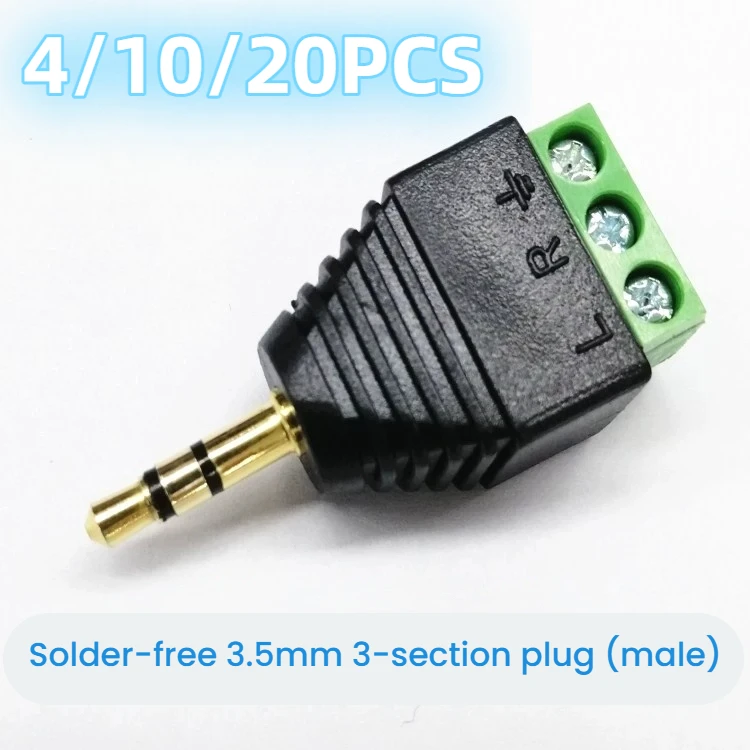 

4/10/40 Pcs Stereo Male to AV Screw Terminal Block Connector for 3.5mm Audio Video Wiring