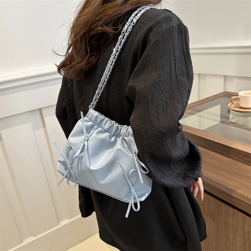 

Faionable Knot Women's Bag 2024 High Quali Single oulder Buet Chain Bag Summer Versatile Casual PU Leather