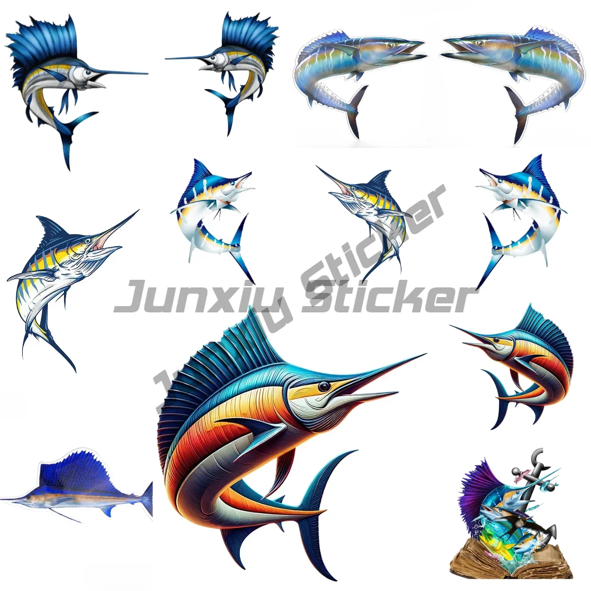 

Tuna Left and Right Car Stickers Graffiti Ship Cartoon Windows Toolbox Waterproof Decals Vinyl JDM Auto Decor Accessories