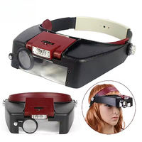 10X Headband Glasses Magnifier Adjustable Size LED Magnifier Loupe Glasses for Reading Optivisor Magnifier Illuminated