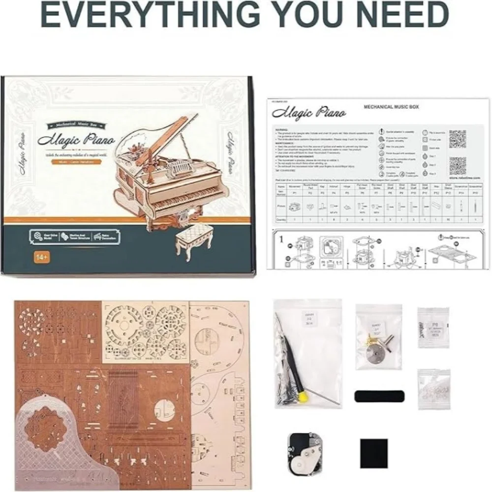 223PCSAdult 3D Wooden Puzzle Piano Model Kit 1:20 Scale Architectural Puzzle Wooden Music Box Prezent urodzinowy Zabawki dla kobiet