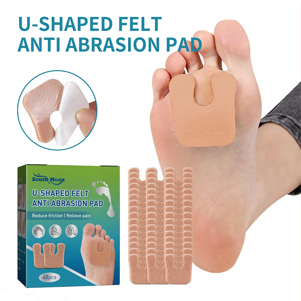 48pcs Toe Foot Corn Bunion Protector Pads Friction Reduction Toe Protector U-Shaped Callus Pads Pain Pressure Relief Foot Care