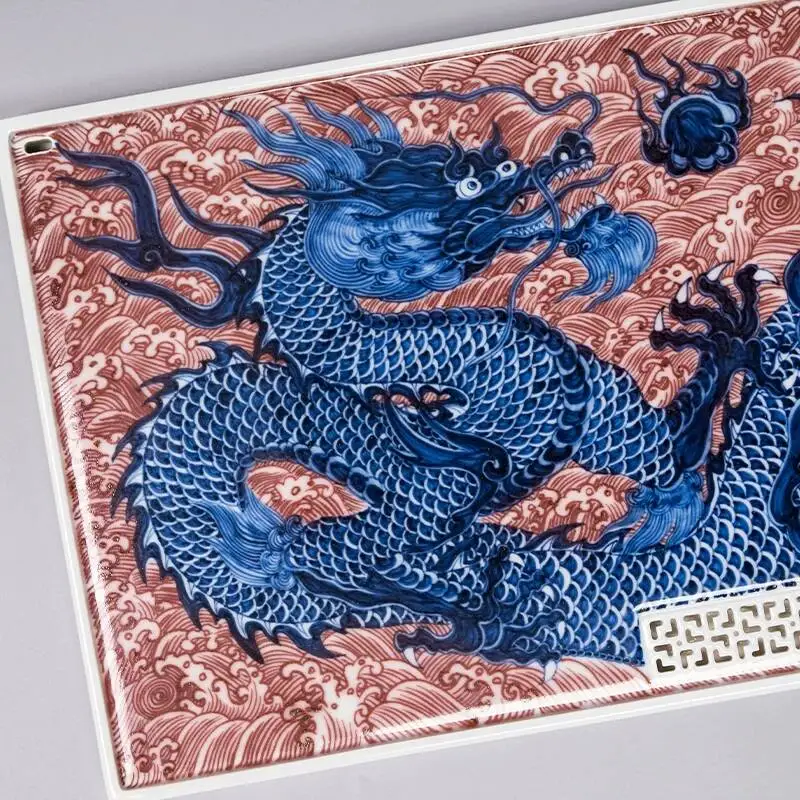Shengshan High-End Imitation Ming Dynasty Blue And White Underglaze Red 3.0 Dragon Dancing With Pearls Jingdezhen Handmade