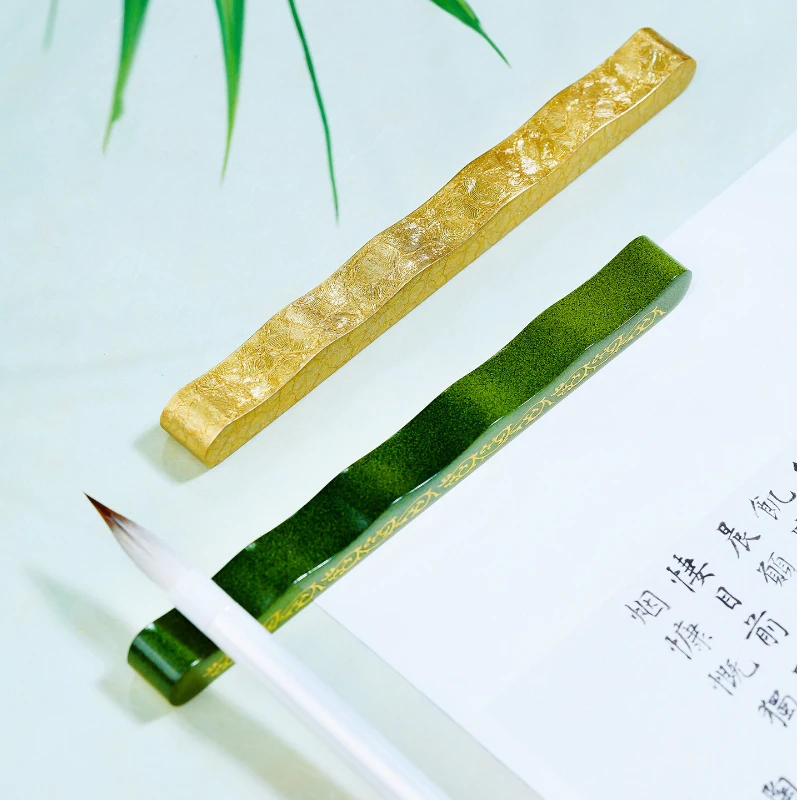 Color Painted Brass Paperweight with Pen Rest for Calligraphy Chinese Painting Practice Retro Writing Calligraphy Tool Drawing
