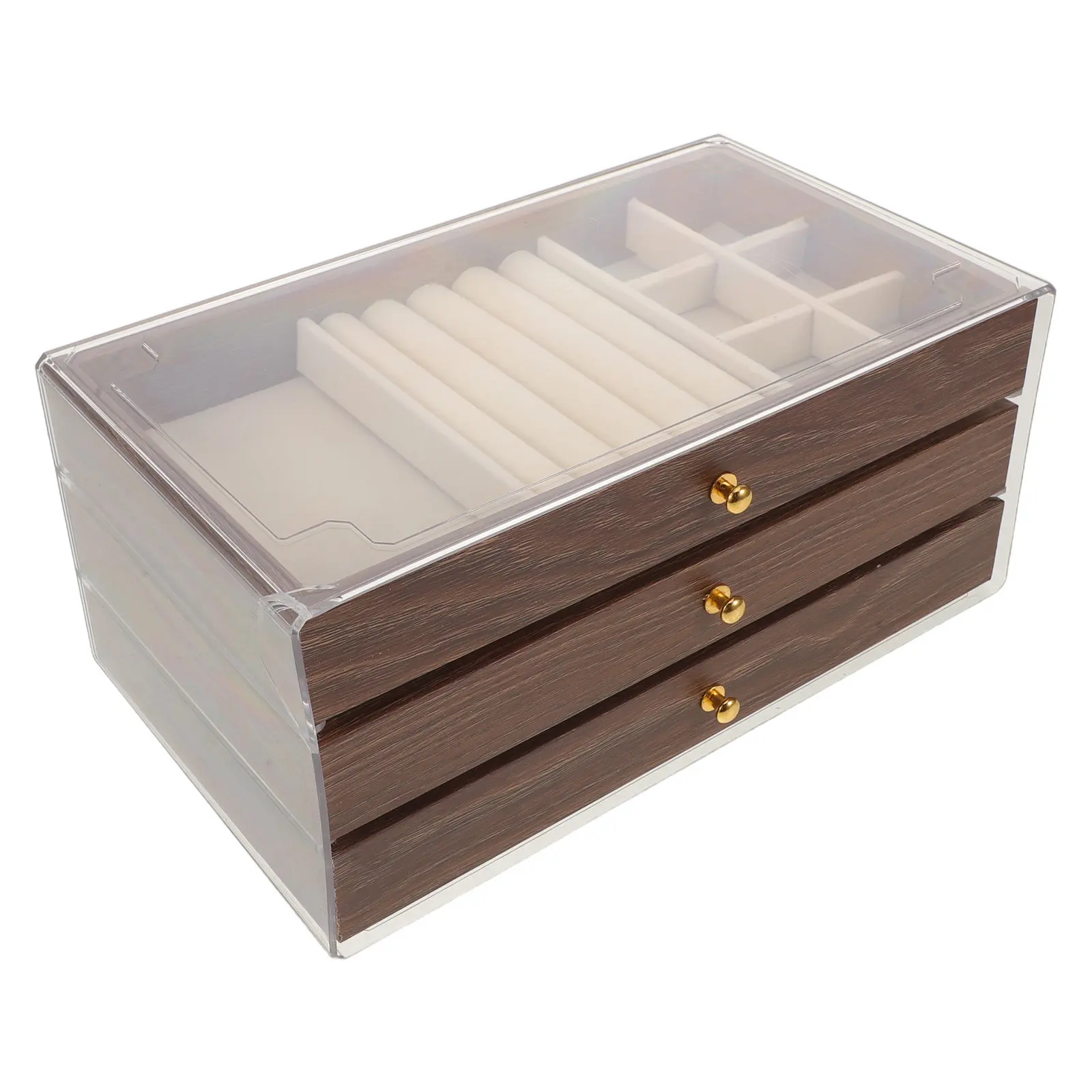 

3 Layer Vintage Wood Jewelry Box Necklace Organizer Jewelry Storage Drawers Rings Earrings Bracelet Holder Decorative Trinket
