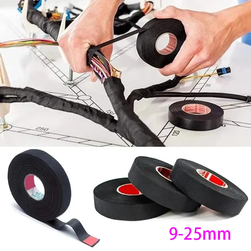 جديد شريط قماش لاصق مقاوم للحرارة للسيارات كابل الشريط تسخير الأسلاك تلوح في الأفق شريط عزل الحرارة الكهربائية.. ، #4