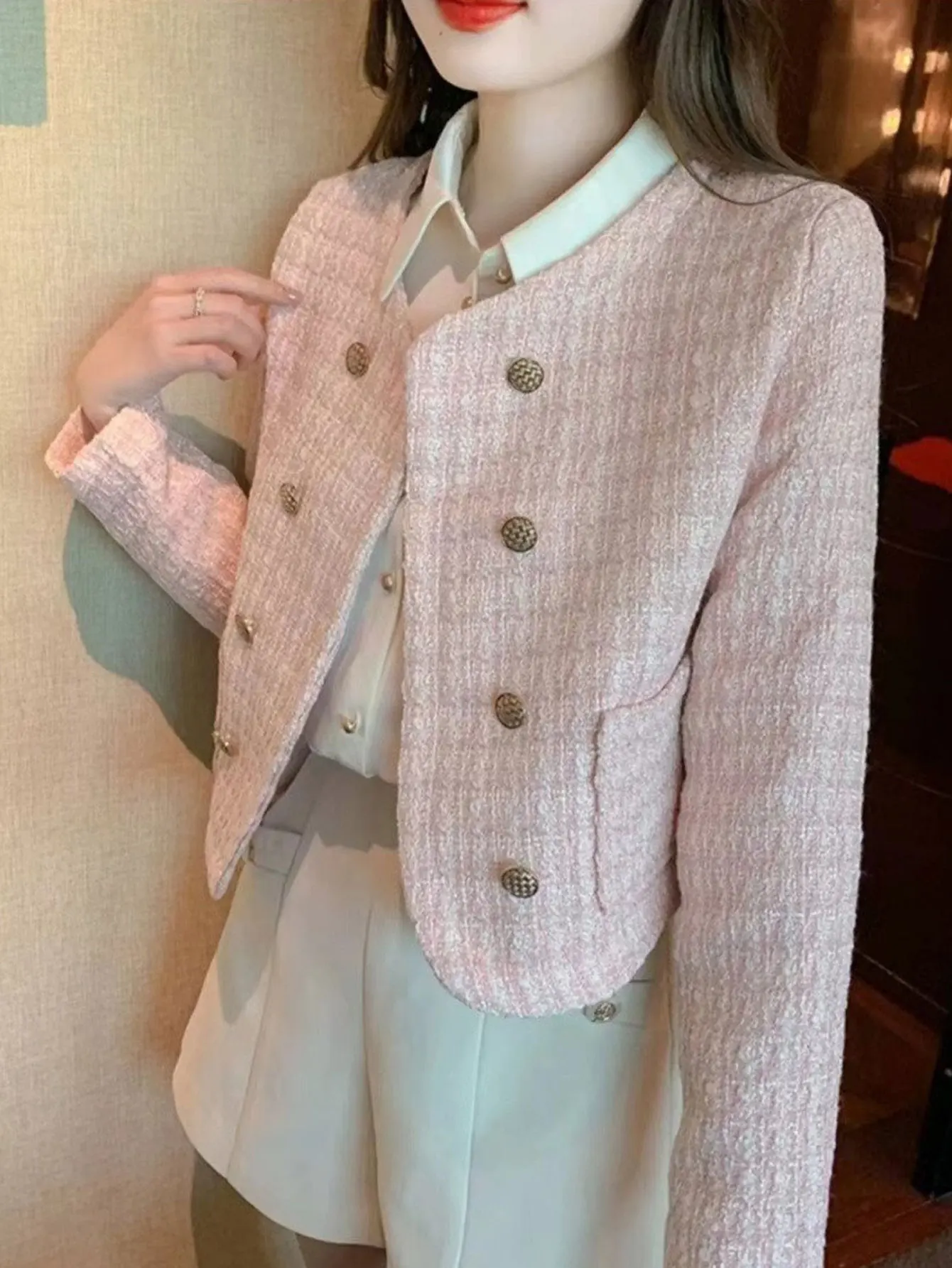 

Стильное повседневное пальто с круглым вырезом, элегантная женская модная верхняя одежда без украшения, удобное верхнее пальто