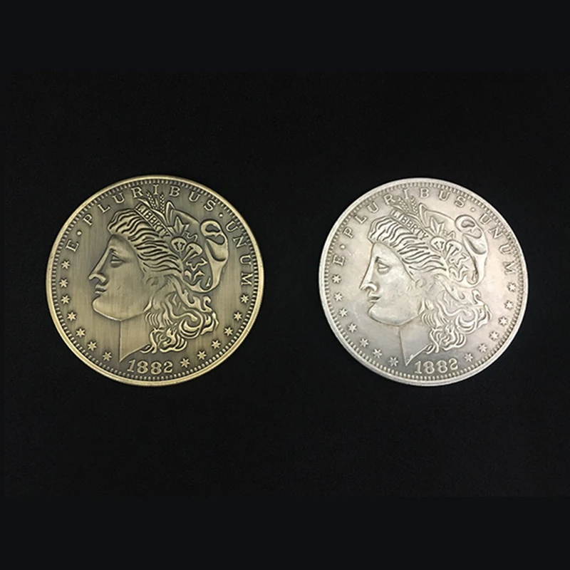 

Jumbo Morgan Dollar 7cm Silver/Bronze Stage Magic Tricks Coin Magic Coin Penetration Magia Magicians Prop Accessory Copy Coin