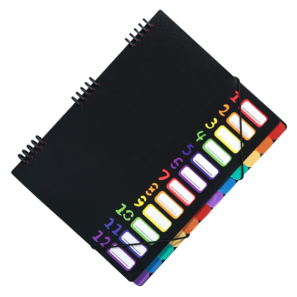 

Expanding A4 File Folder Organizer 24 Pockets 12 Layer Spiral Bound Plastic Document Organizer Color Coded Tabs for Office