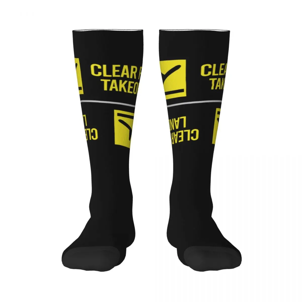 Funny Clear For Takeoff Landing Stockings Women Girl 3D Print Aviator Pilot Airplane Sports Football Thigh High Socks