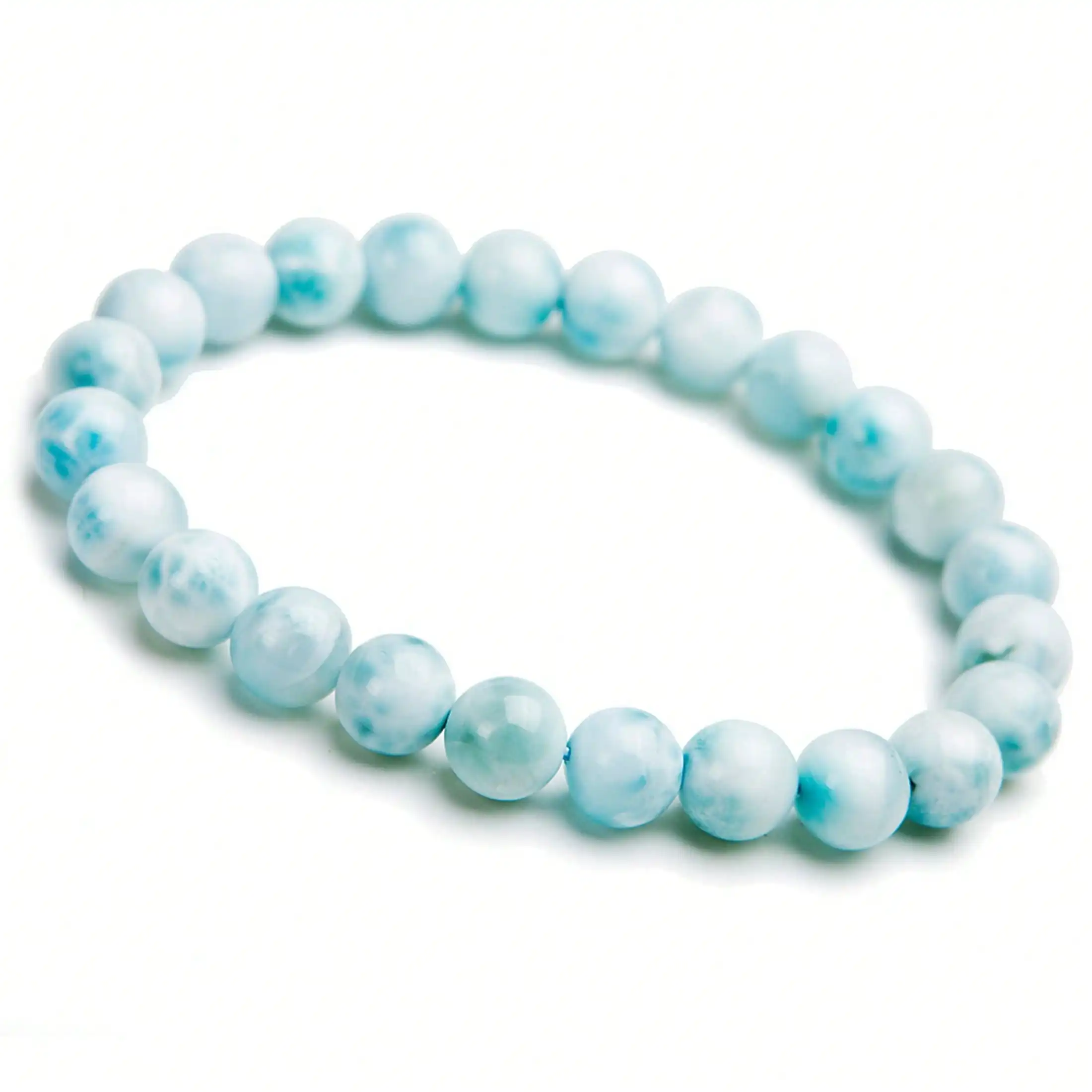 Genuine Natural Larimar Gemstone Crystal Round Bead Stretch 